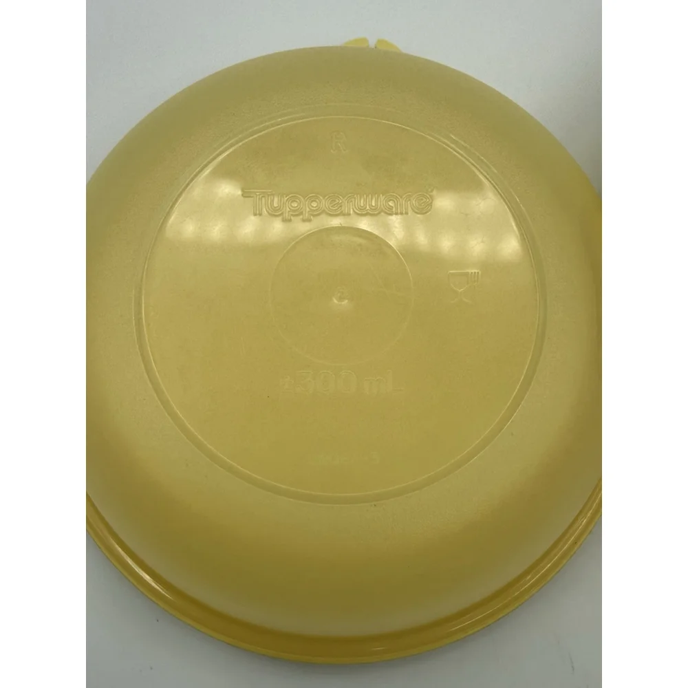 Vintage Tupperware Yellow Snack Bowls w/Lids Set of 2– 300 mL Retro Food Storage